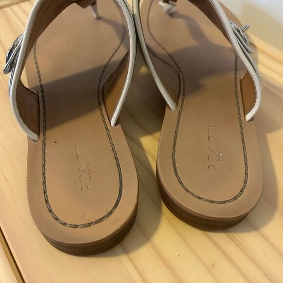 Coach Eileen Turn lock Slide Sandals Flip Flops white Silver Womens Size 9 money - Picture 5 of 12
